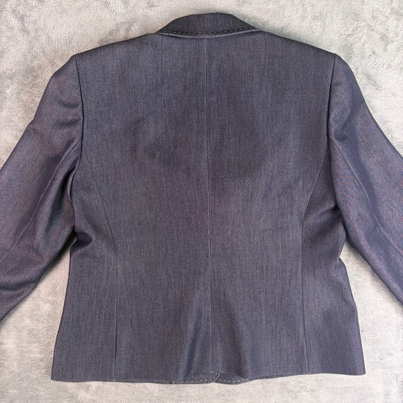 Kasper Blazer Women's 12P Denim-Blue Tailored Two-Button Notch Lapel Business - Picture 14 of 15